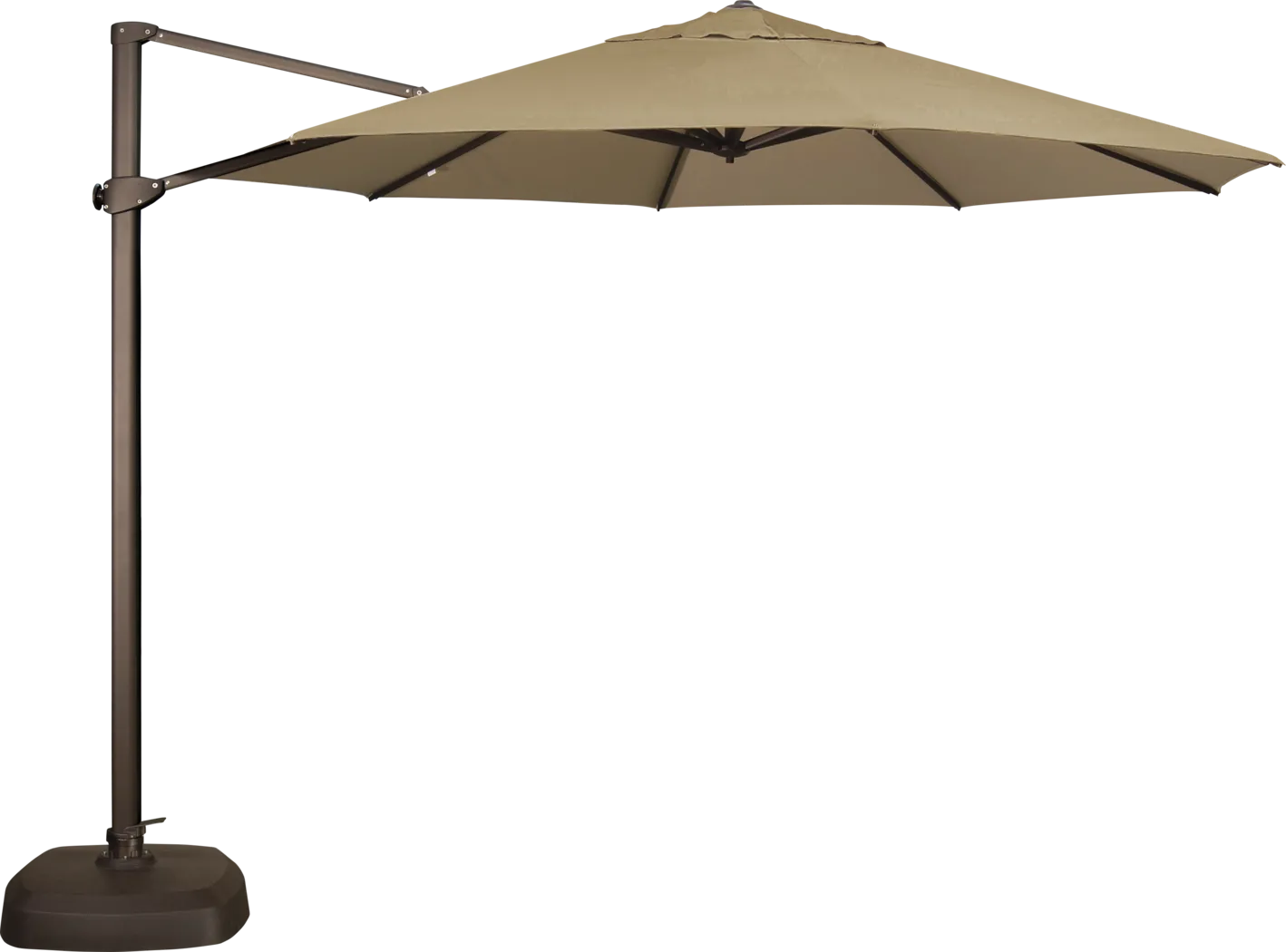 La Mesa Cove 11' Octagon Heather Beige Outdoor Cantilever Umbrella with Base and Stand - Thumbnail - Image 1