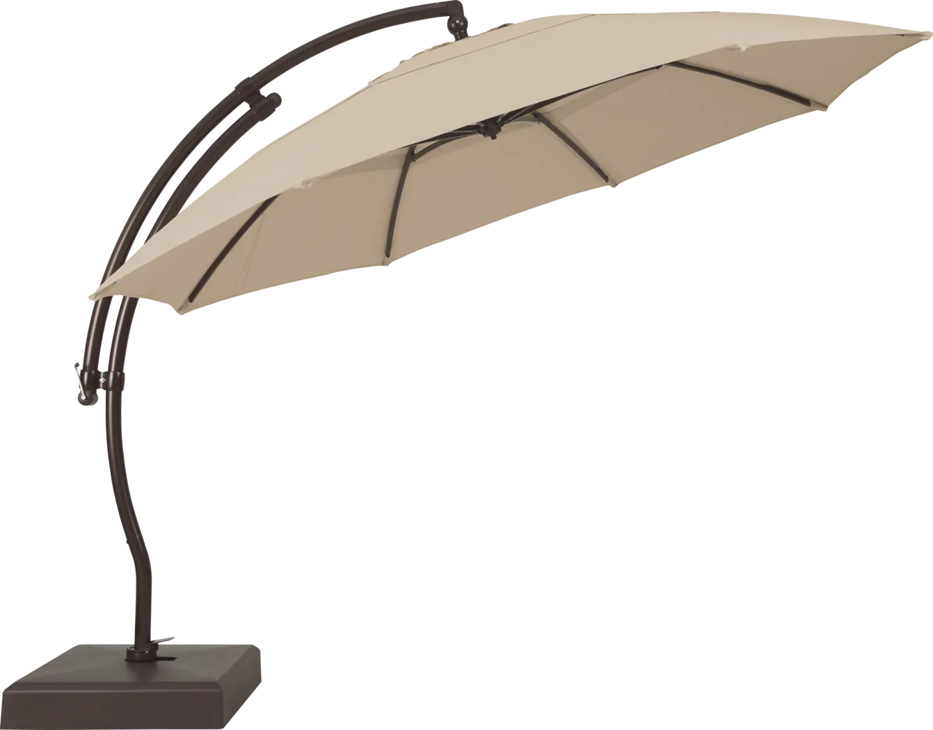 La Mesa Cove 13' Flax Outdoor Curve Cantilever Umbrella with Base and Stand - Thumbnail - Image 2