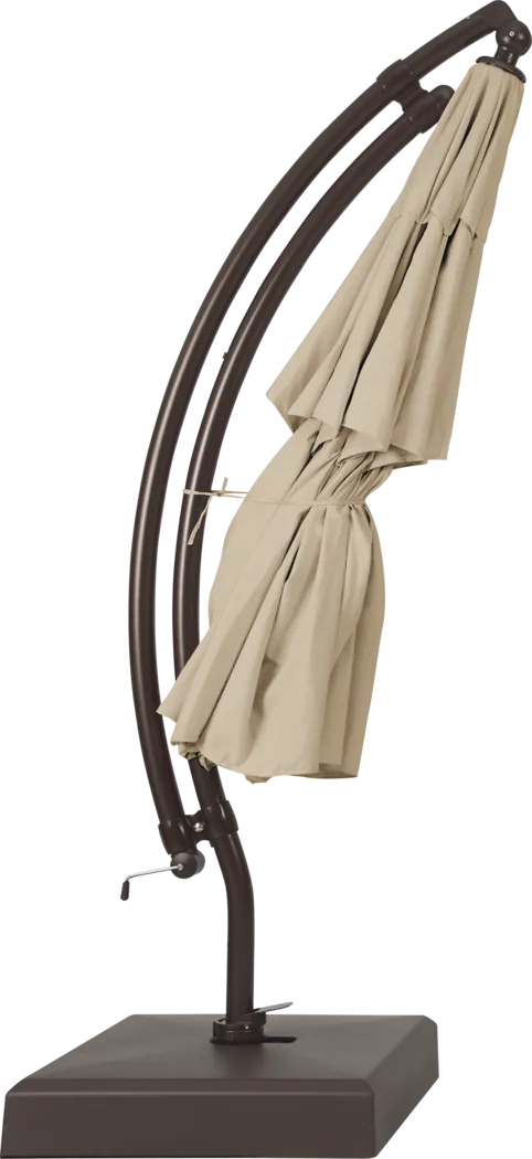 La Mesa Cove 13' Flax Outdoor Curve Cantilever Umbrella with Base and Stand - Thumbnail - Image 4