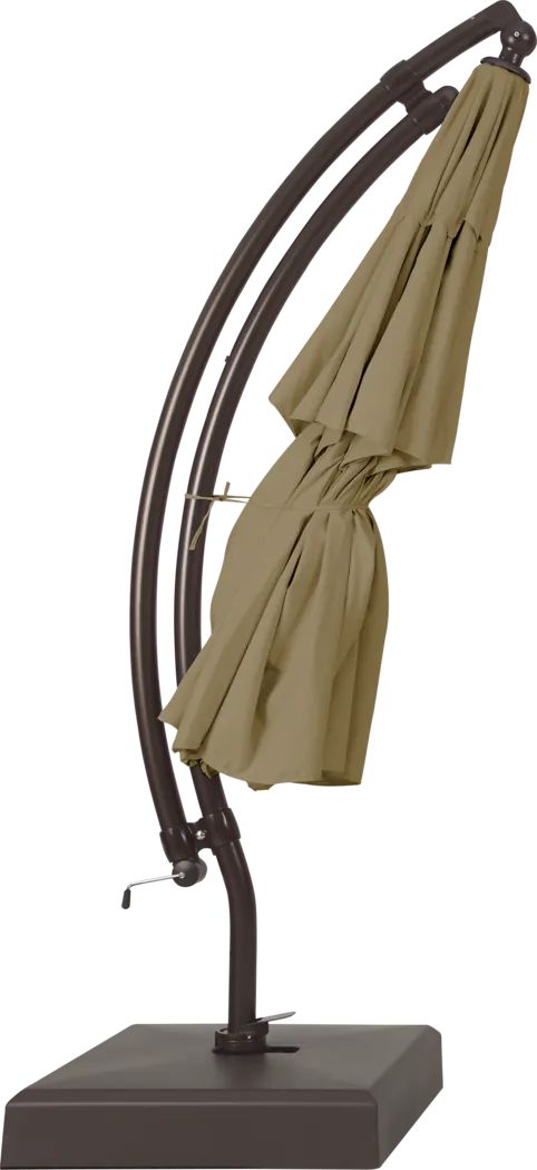 La Mesa Cove 13' Heather Beige Outdoor Curve Cantilever Umbrella with Base with Drumlin Vega Light - Thumbnail - Image 4