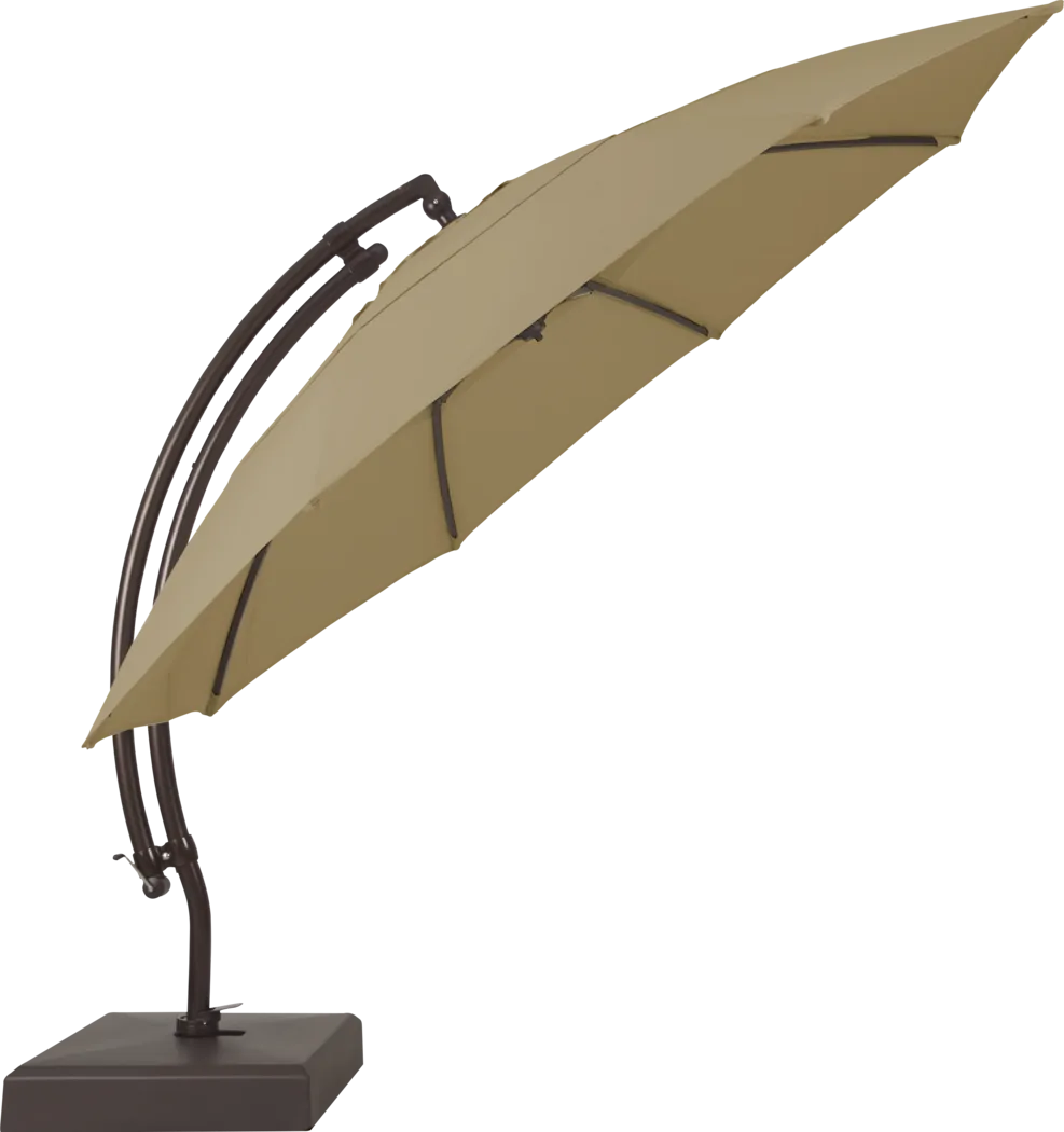 La Mesa Cove 13' Heather Beige Outdoor Curve Cantilever Umbrella with Base and Stand - Thumbnail - Image 3
