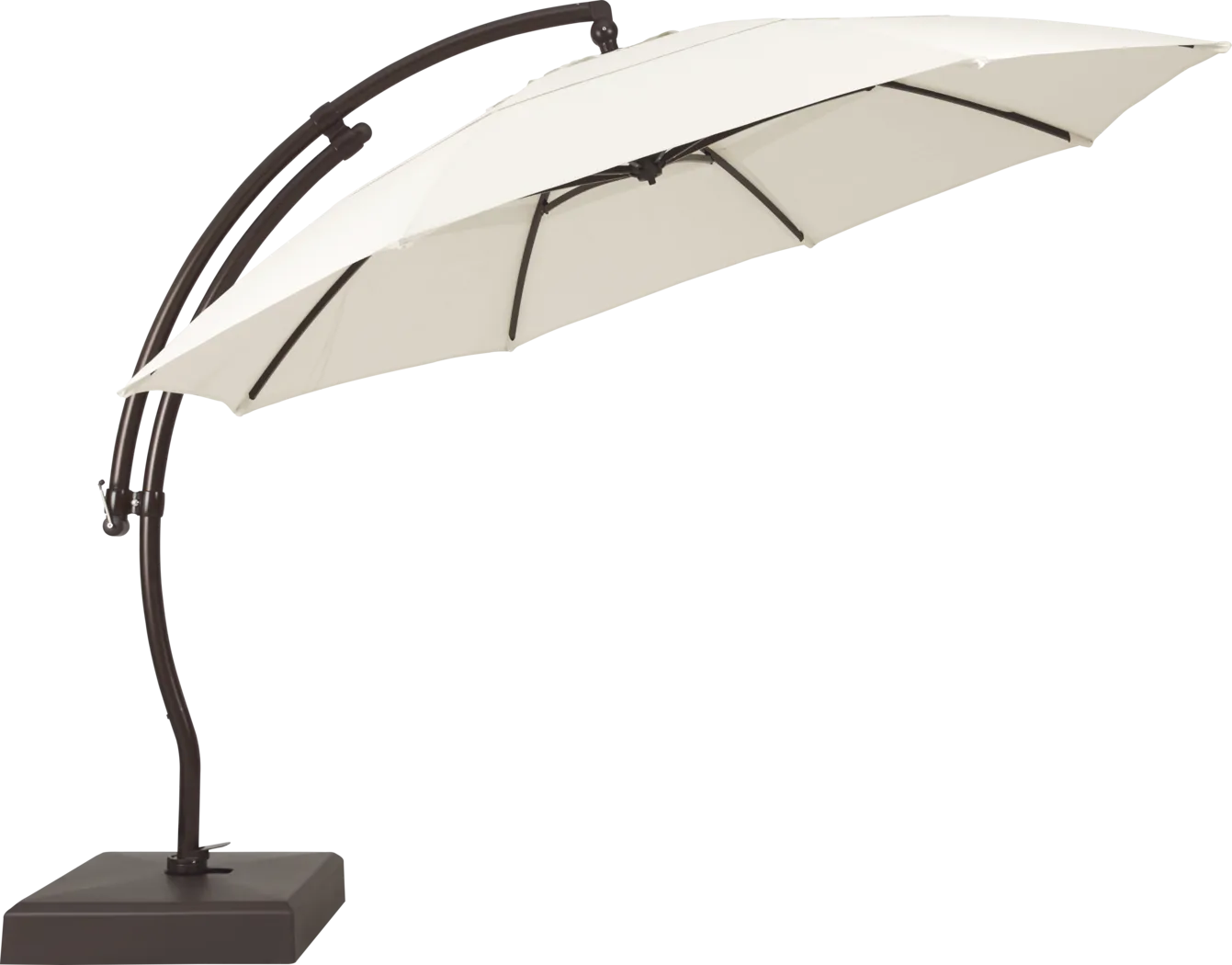La Mesa Cove 13' Natural Outdoor Curve Cantilever Umbrella with Base with Drumlin Vega Light - Thumbnail - Image 2