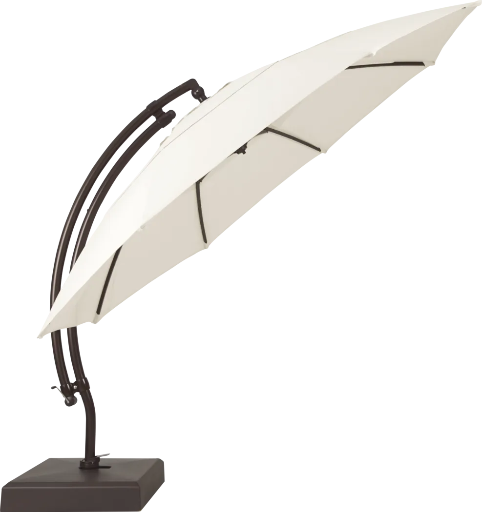 La Mesa Cove 13' Natural Outdoor Curve Cantilever Umbrella with Base with Drumlin Vega Light - Thumbnail - Image 3