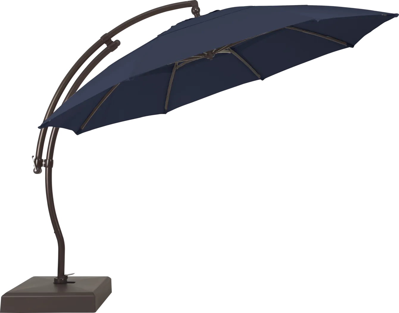La Mesa Cove 13' Navy Outdoor Curve Cantilever Umbrella with Base and Stand - Thumbnail - Image 2