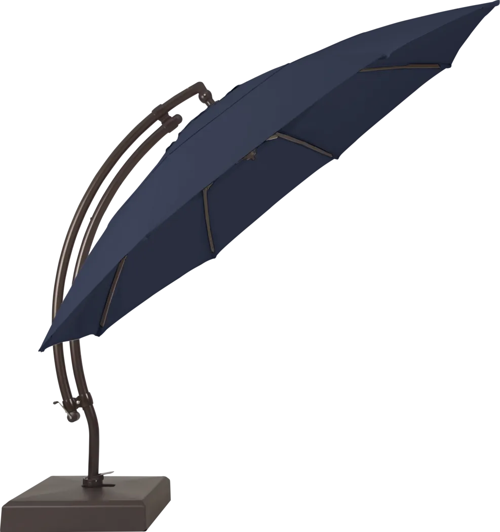 La Mesa Cove 13' Navy Outdoor Curve Cantilever Umbrella with Base and Stand - Thumbnail - Image 3
