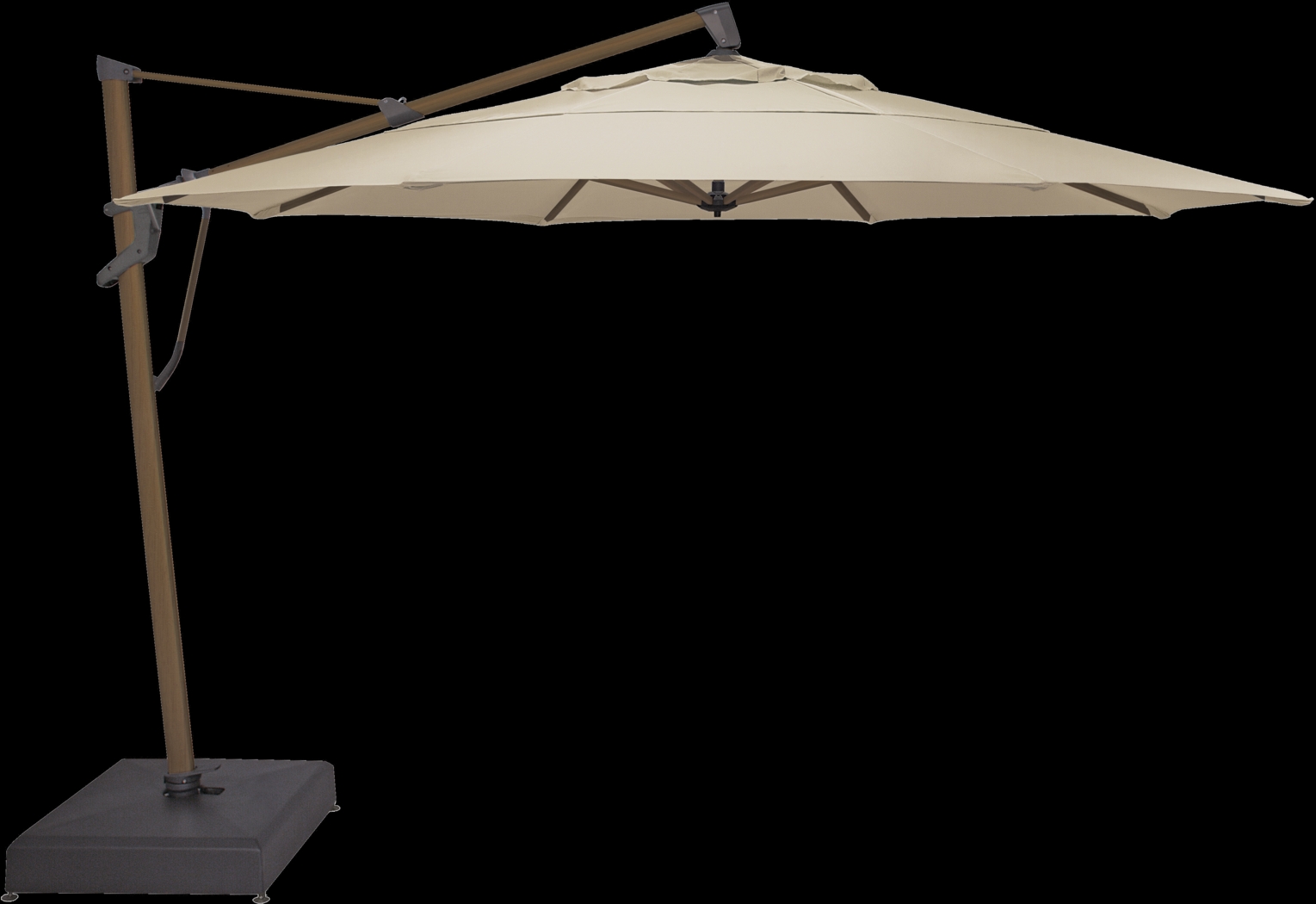 La Mesa Cove 13' Octagon Flax Outdoor Cantilever Umbrella with Base - Thumbnail - Image 1