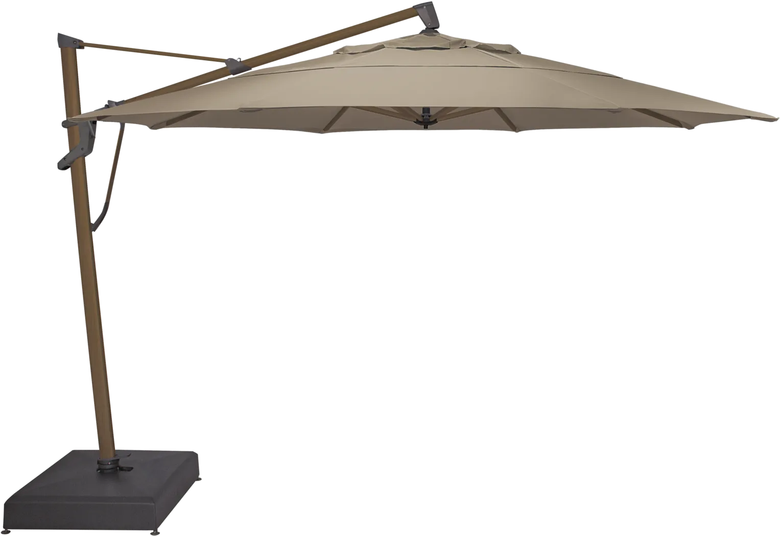 La Mesa Cove 13' Octagon Heather Beige Outdoor Cantilever Umbrella with Base - Thumbnail - Image 1
