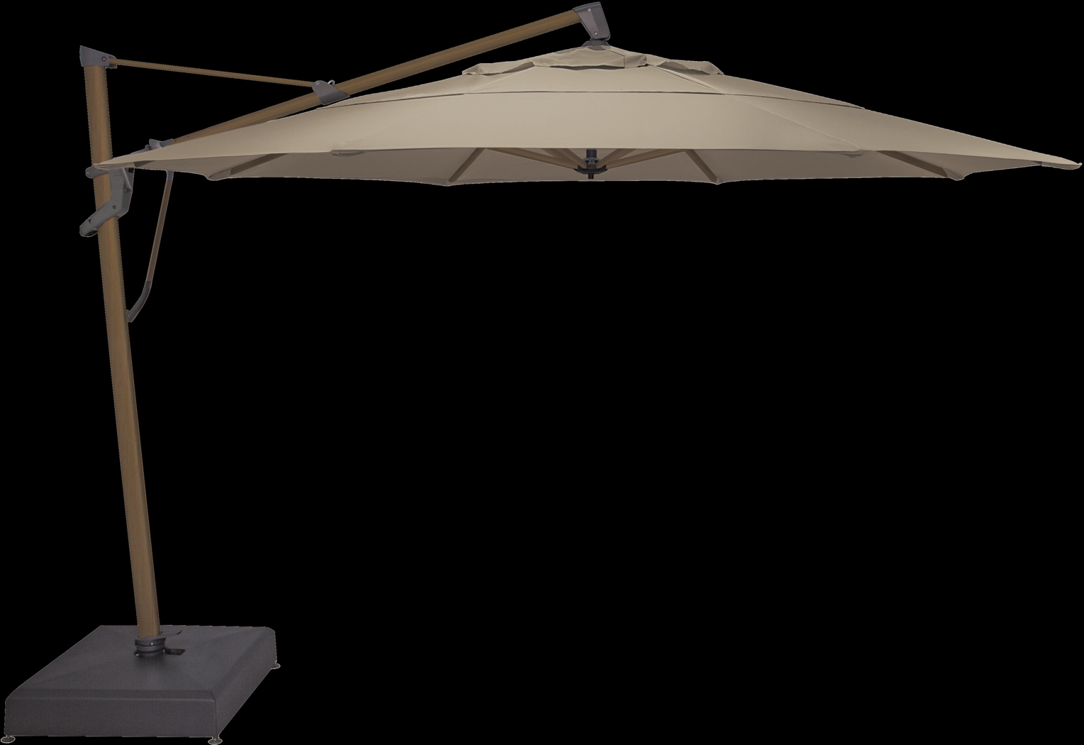 La Mesa Cove 13' Octagon Heather Beige Outdoor Cantilever Umbrella with Rolling Base - Thumbnail - Image 1
