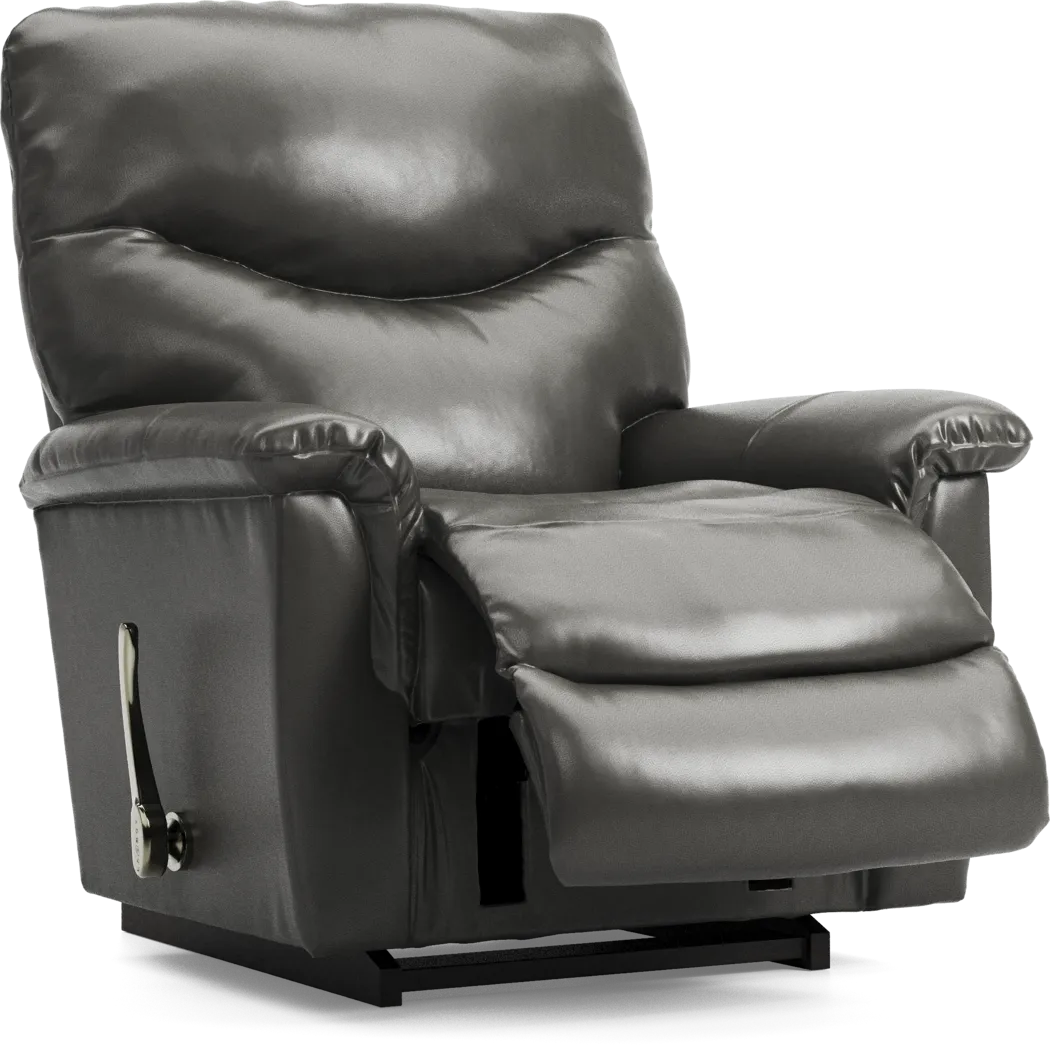La-Z-Boy James Gray Leather Rocker Recliner - Image 5