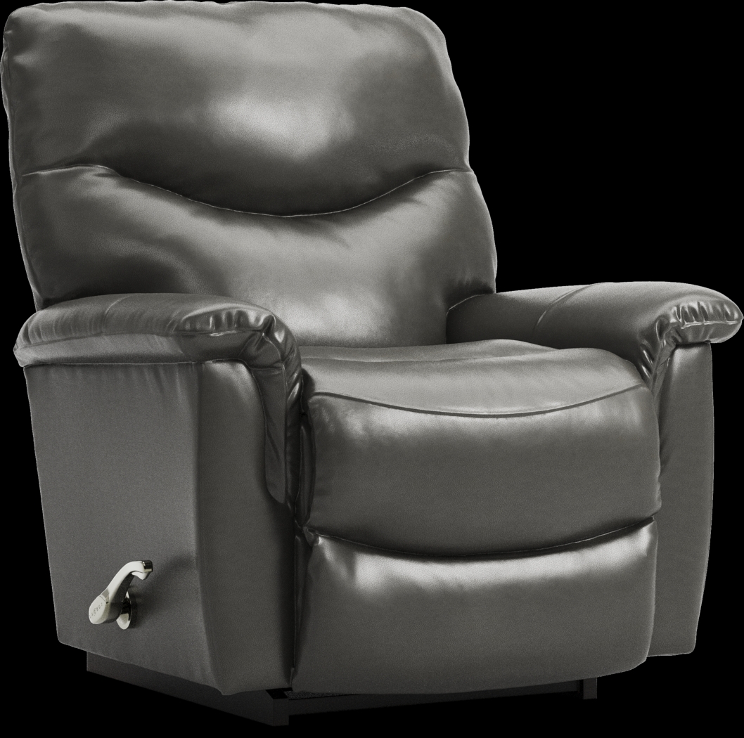 La-Z-Boy James Gray Leather Rocker Recliner - Thumbnail - Image 1