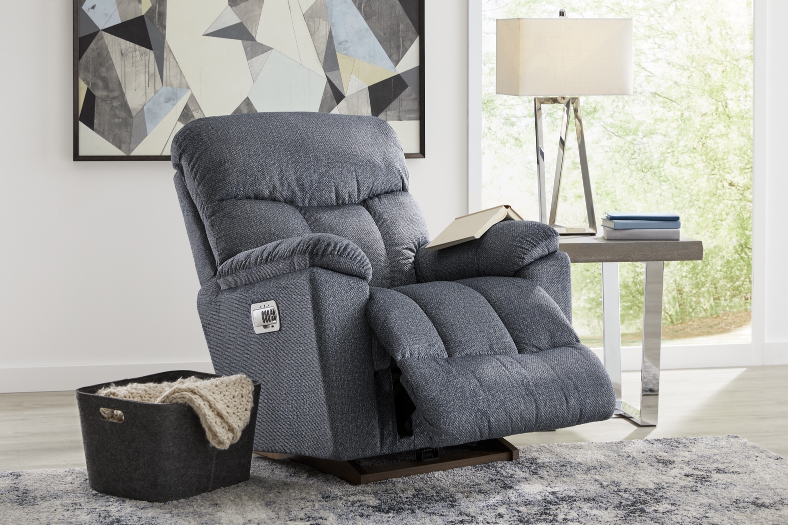 La-Z-Boy Morrison III Slate Blue Dual Power Recliner - Thumbnail - Image 4