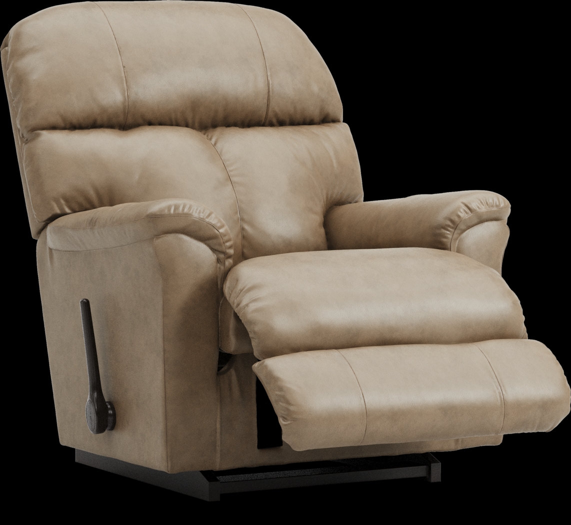 La-Z-Boy Reed Beige Leather Rocker Recliner - Thumbnail - Image 1