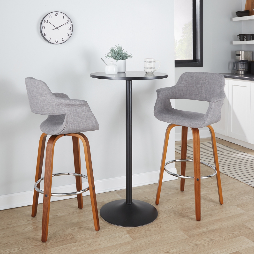 Lafanete VI Gray Swivel Barstool, Set of 2 - Thumbnail - Image 2