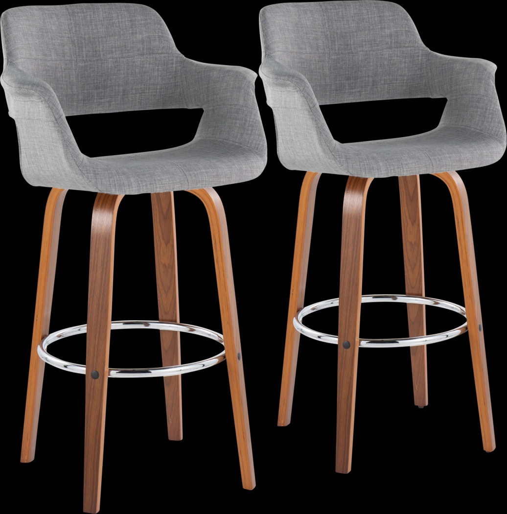 Lafanete VI Gray Swivel Barstool, Set of 2 - Thumbnail - Image 1