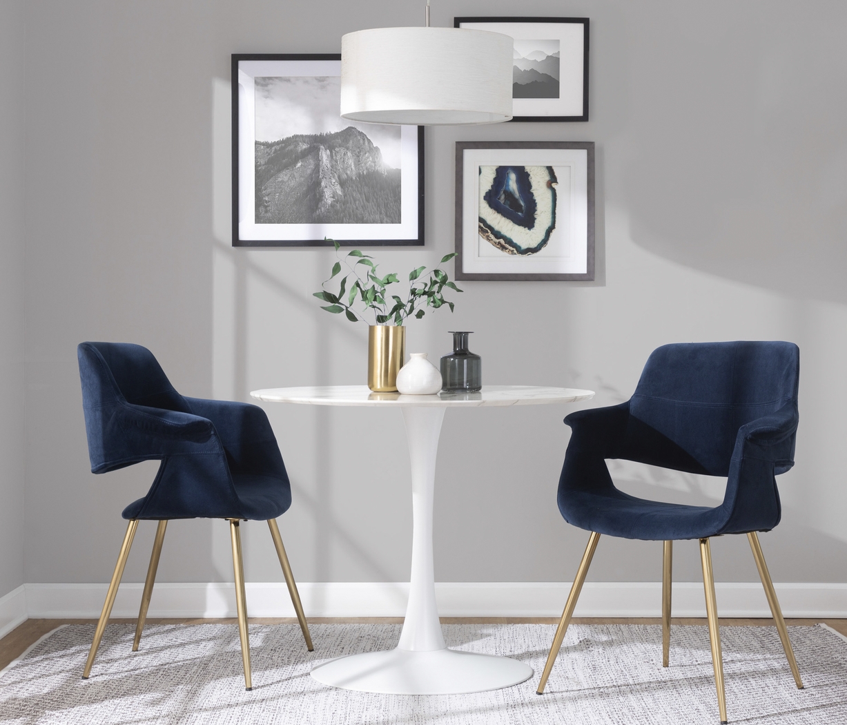 Lafanette I Blue Arm Chair, Set of 2 - Thumbnail - Image 2