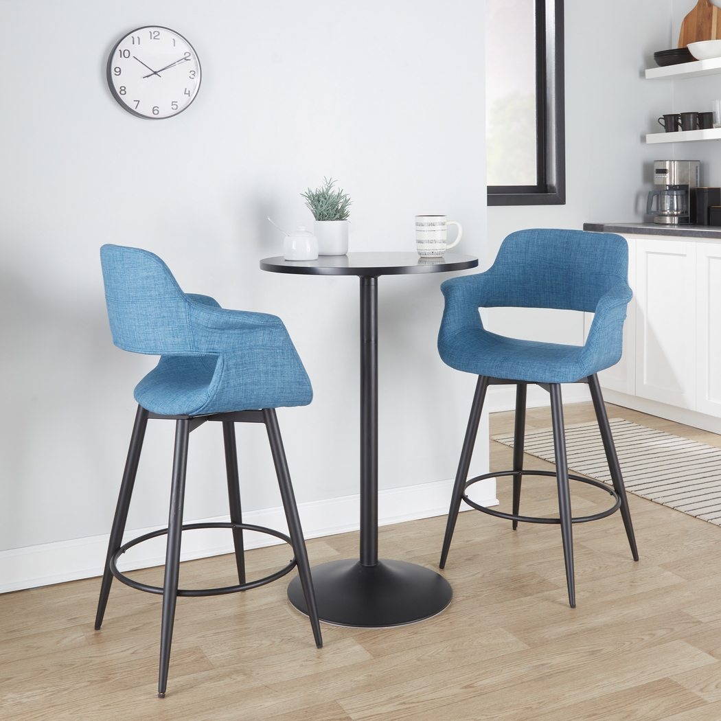 Lafanette II Blue Swivel Counter Height Stool, Set of 2 - Thumbnail - Image 3