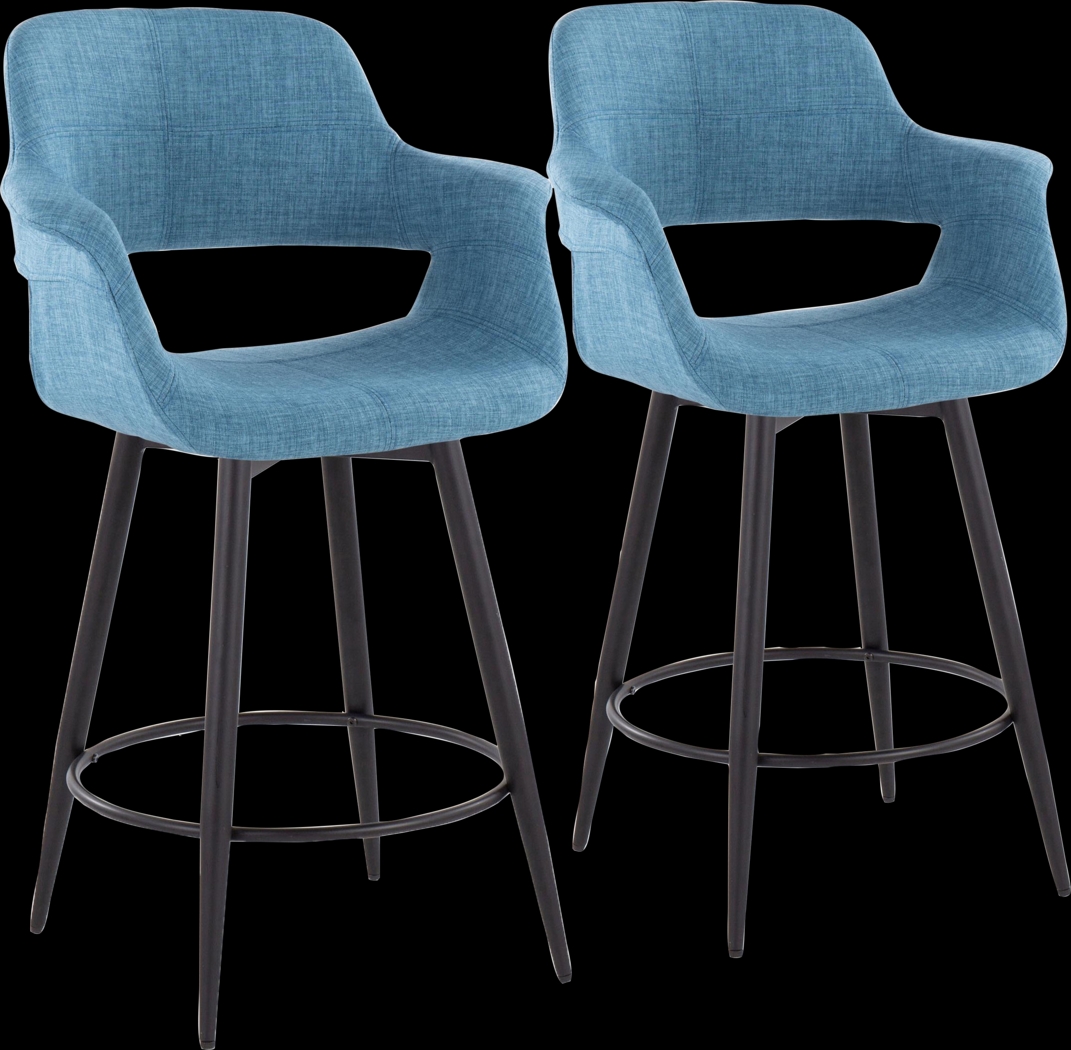 Lafanette II Blue Swivel Counter Height Stool, Set of 2 - Thumbnail - Image 1