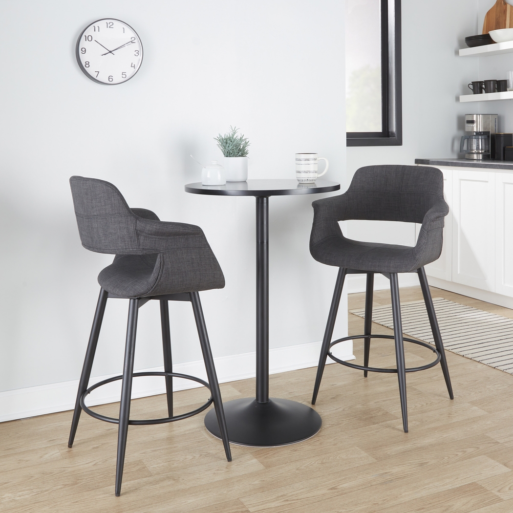 Lafanette II Charcoal Swivel Counter Height Stool, Set of 2 - Thumbnail - Image 3