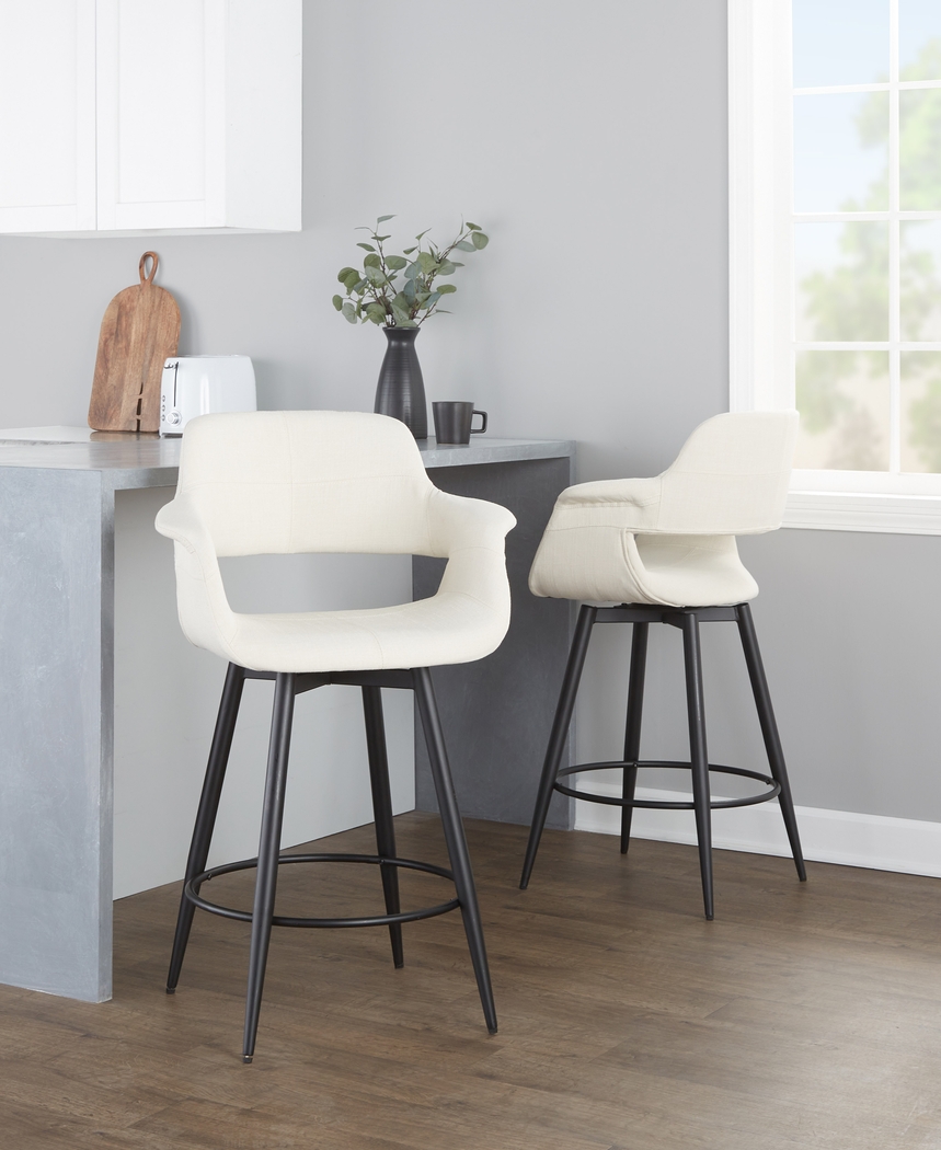 Lafanette II Cream Swivel Counter Height Stool, Set of 2 - Thumbnail - Image 2