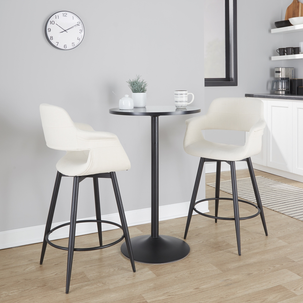 Lafanette II Cream Swivel Counter Height Stool, Set of 2 - Thumbnail - Image 3