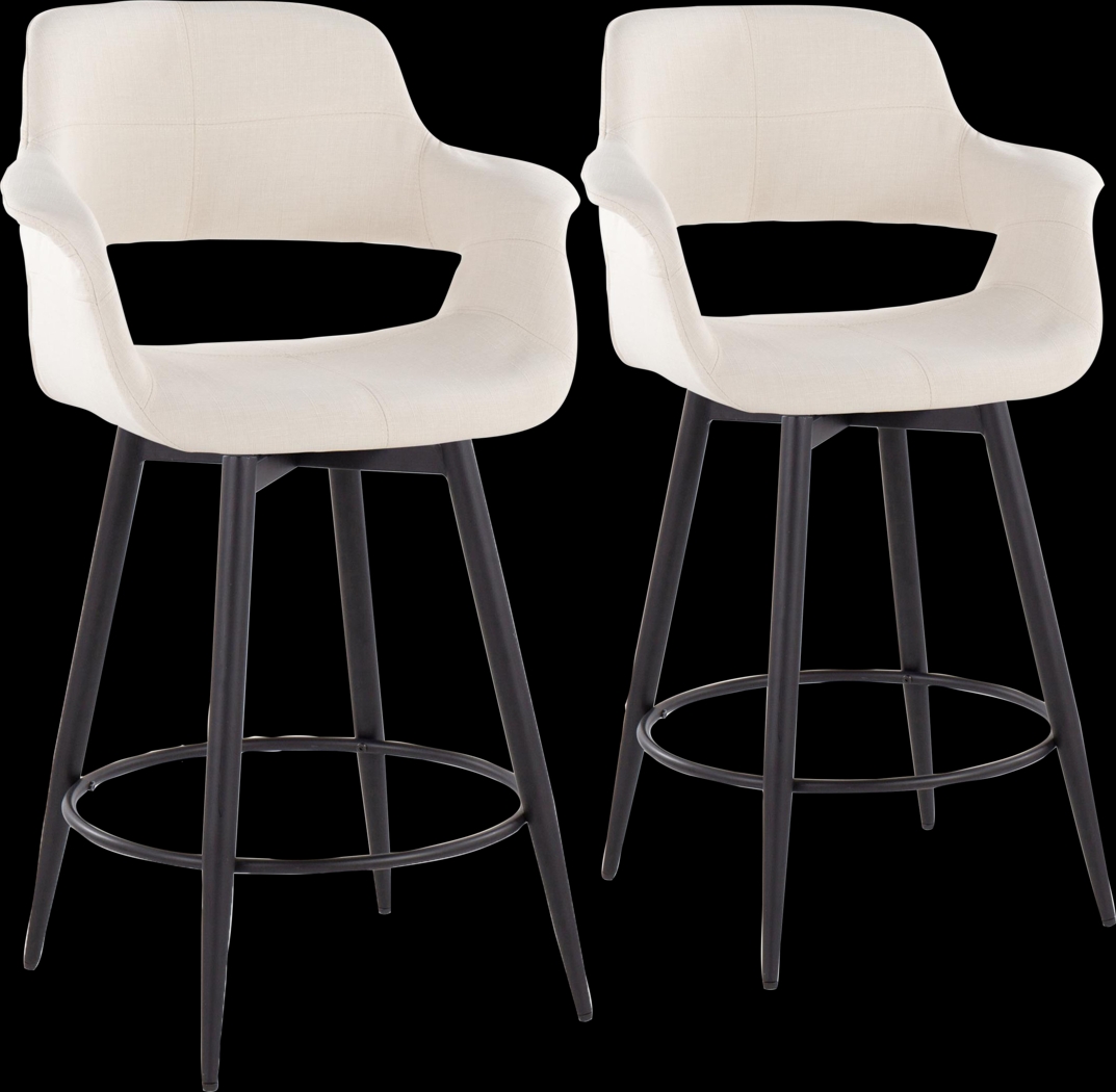 Lafanette II Cream Swivel Counter Height Stool, Set of 2 - Thumbnail - Image 1