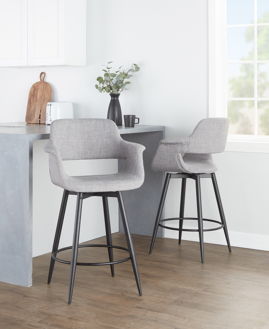 Lafanette II Gray Swivel Counter Height Stool, Set of 2 - Thumbnail - Image 2