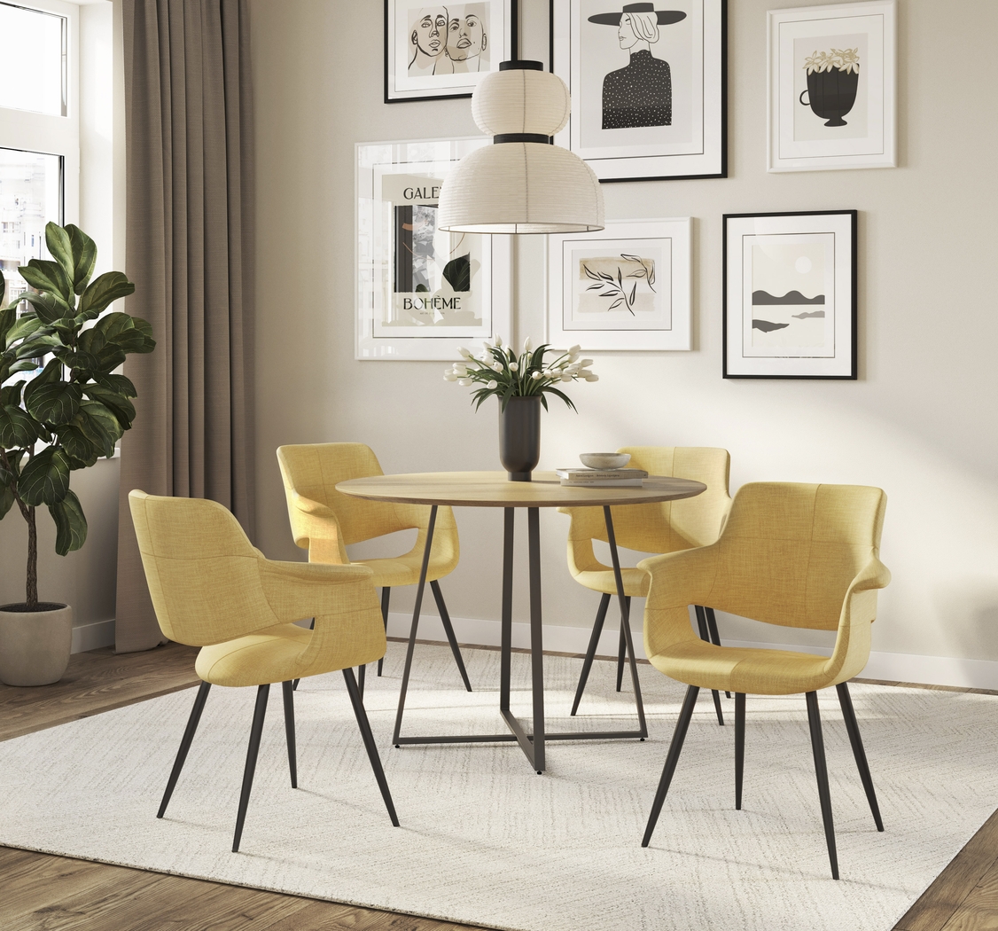 Lafanette II Yellow Arm Chair, Set of 2 - Thumbnail - Image 2