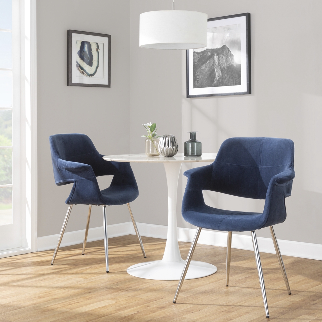 Lafanette III Blue Arm Chair, Set of 2 - Thumbnail - Image 2