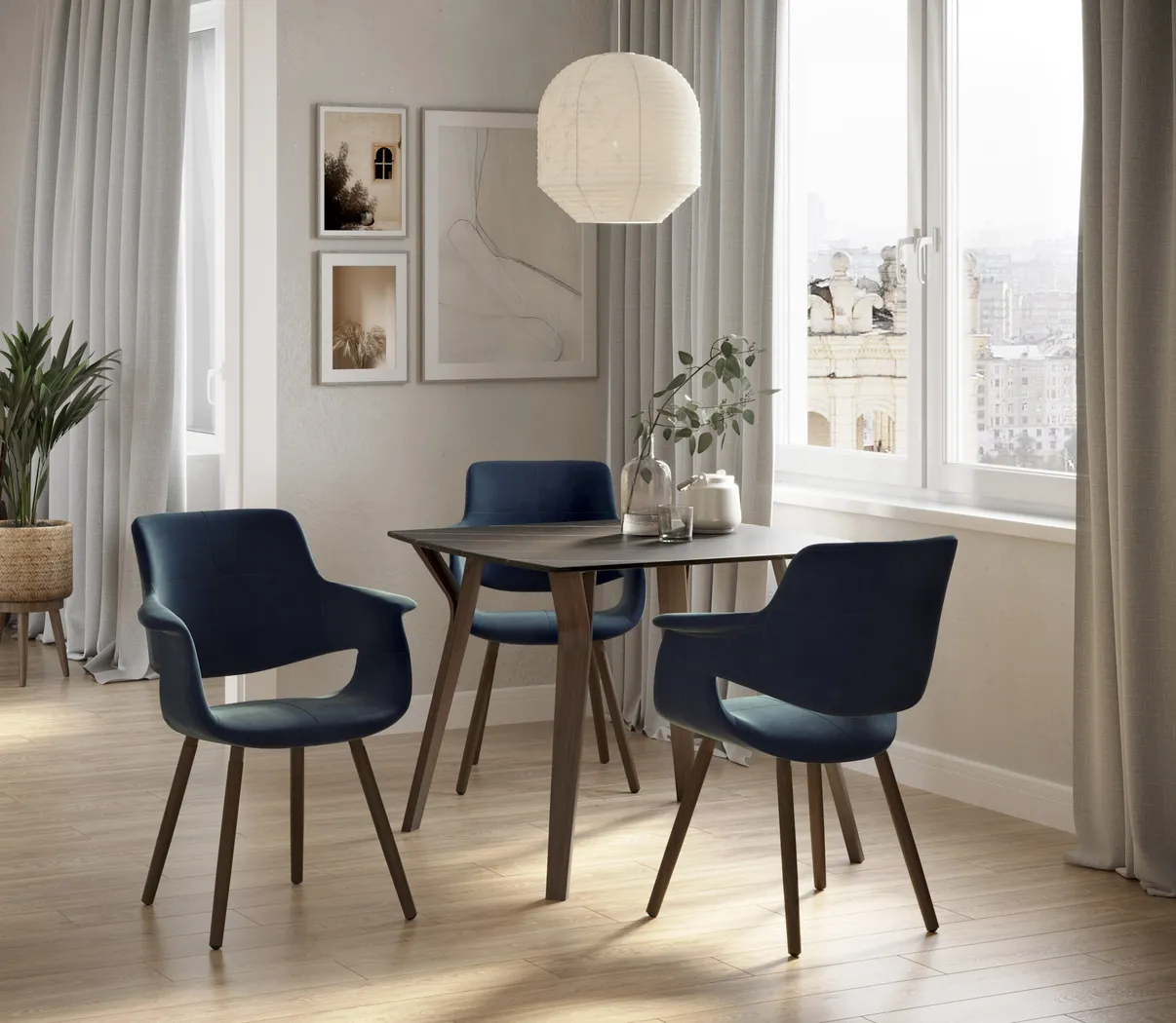 Lafanette IV Blue Arm Chair, Set of 2 - Thumbnail - Image 2