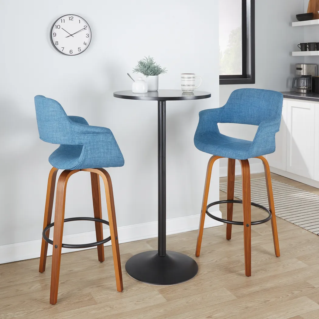 Lafanette V Blue Swivel Barstool, Set of 2 - Thumbnail - Image 2