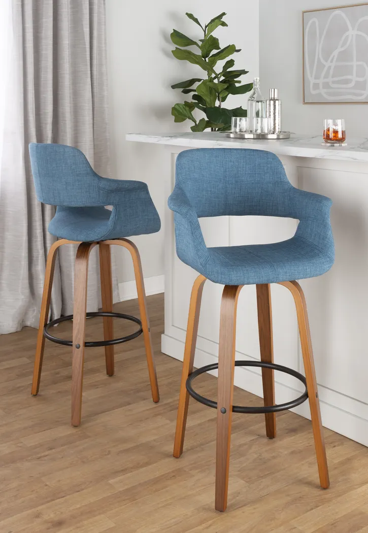 Lafanette V Blue Swivel Barstool, Set of 2 - Thumbnail - Image 8