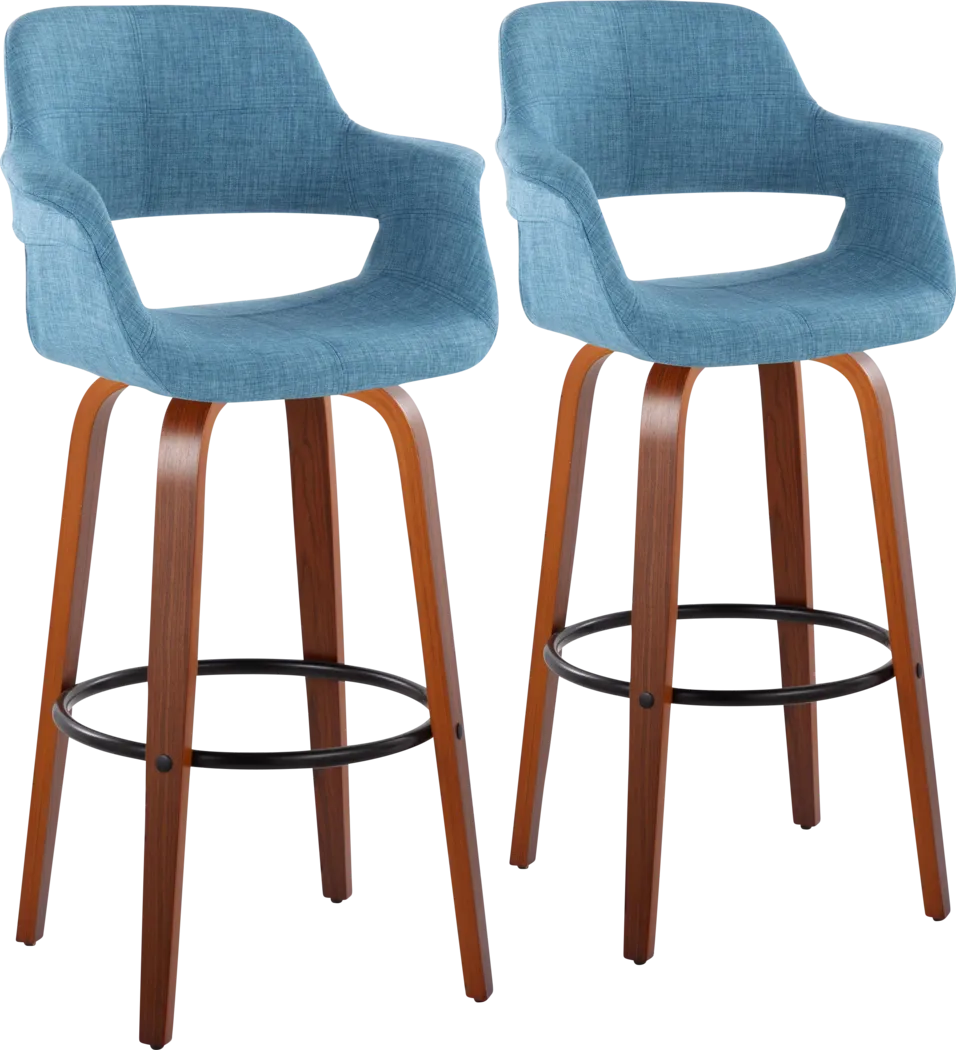 Lafanette V Blue Swivel Barstool, Set of 2 - Thumbnail - Image 1