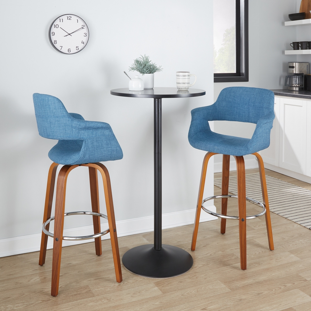 Lafanette V Blue Swivel Barstool, Set of 2 - Thumbnail - Image 2