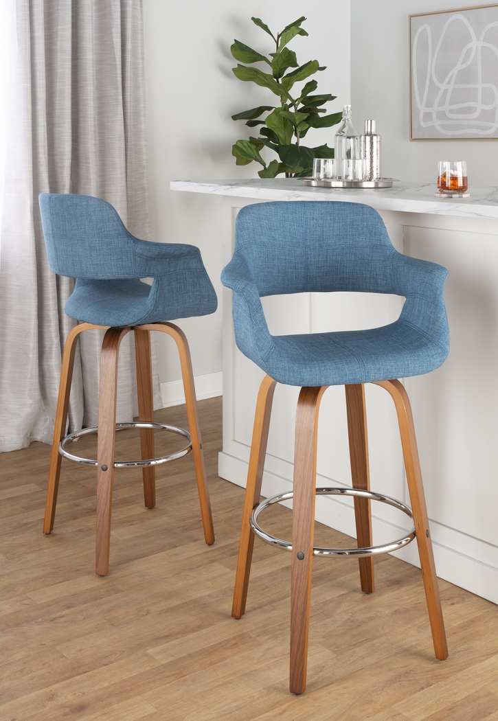 Lafanette V Blue Swivel Barstool, Set of 2 - Thumbnail - Image 9