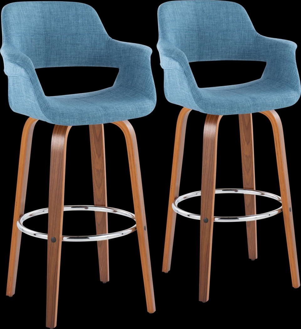 Lafanette V Blue Swivel Barstool, Set of 2 - Thumbnail - Image 1