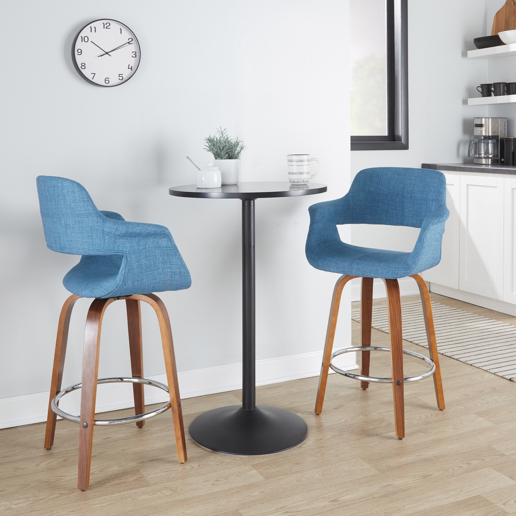 Lafanette V Blue Swivel Counter Height Stool, Set of 2 - Thumbnail - Image 2