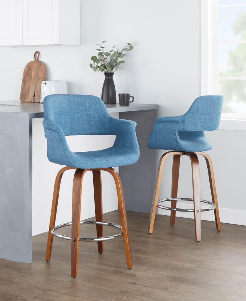Lafanette V Blue Swivel Counter Height Stool, Set of 2 - Thumbnail - Image 3