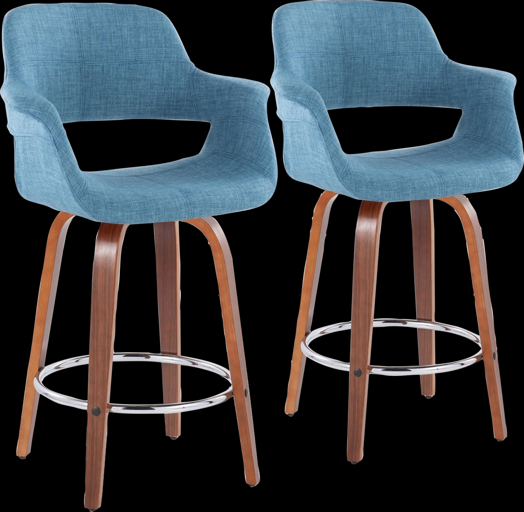 Lafanette V Blue Swivel Counter Height Stool, Set of 2 - Thumbnail - Image 1