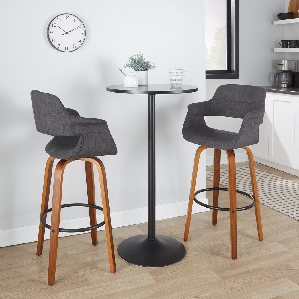 Lafanette V Charcoal Swivel Barstool, Set of 2 - Thumbnail - Image 2