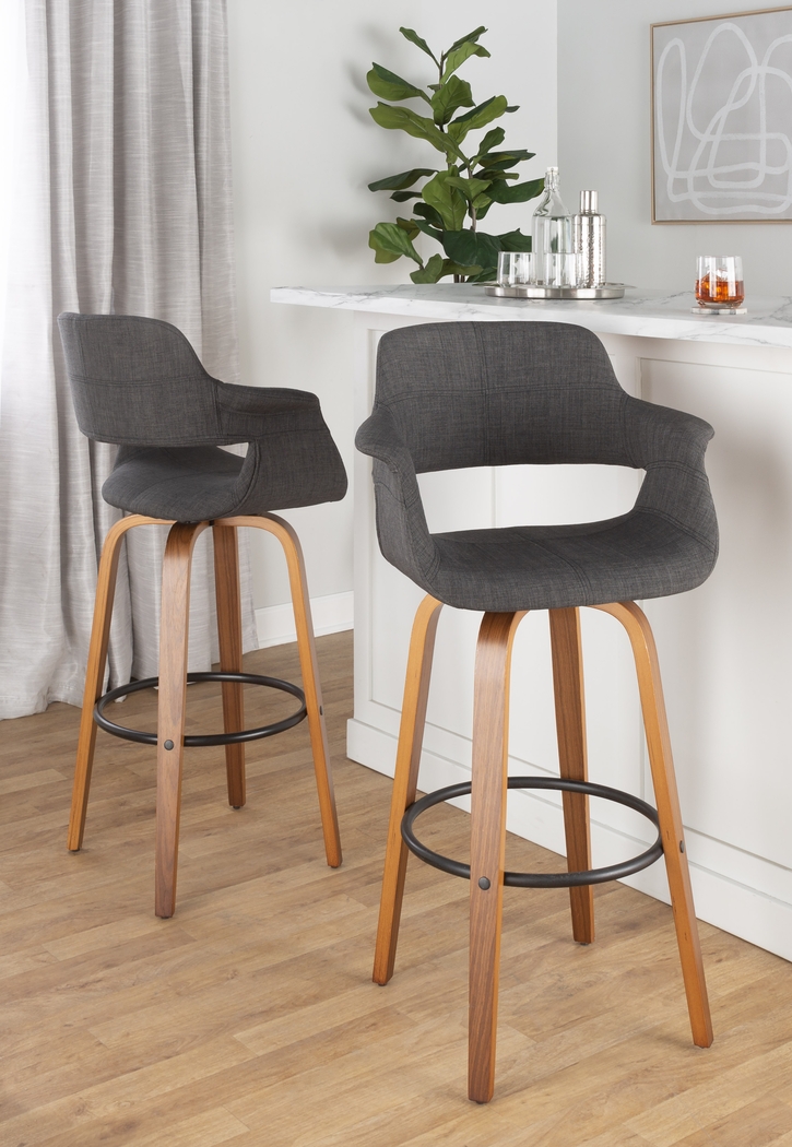 Lafanette V Charcoal Swivel Barstool, Set of 2 - Thumbnail - Image 8