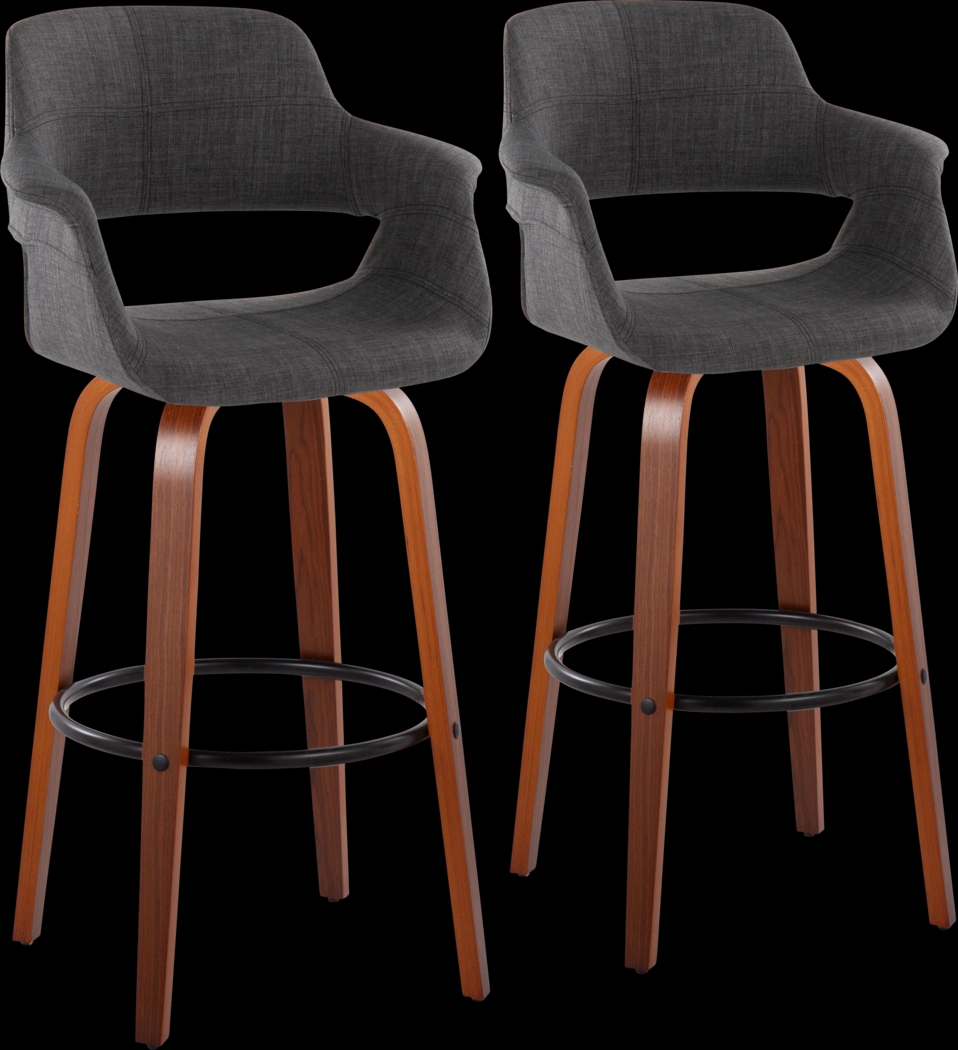 Lafanette V Charcoal Swivel Barstool, Set of 2 - Thumbnail - Image 1