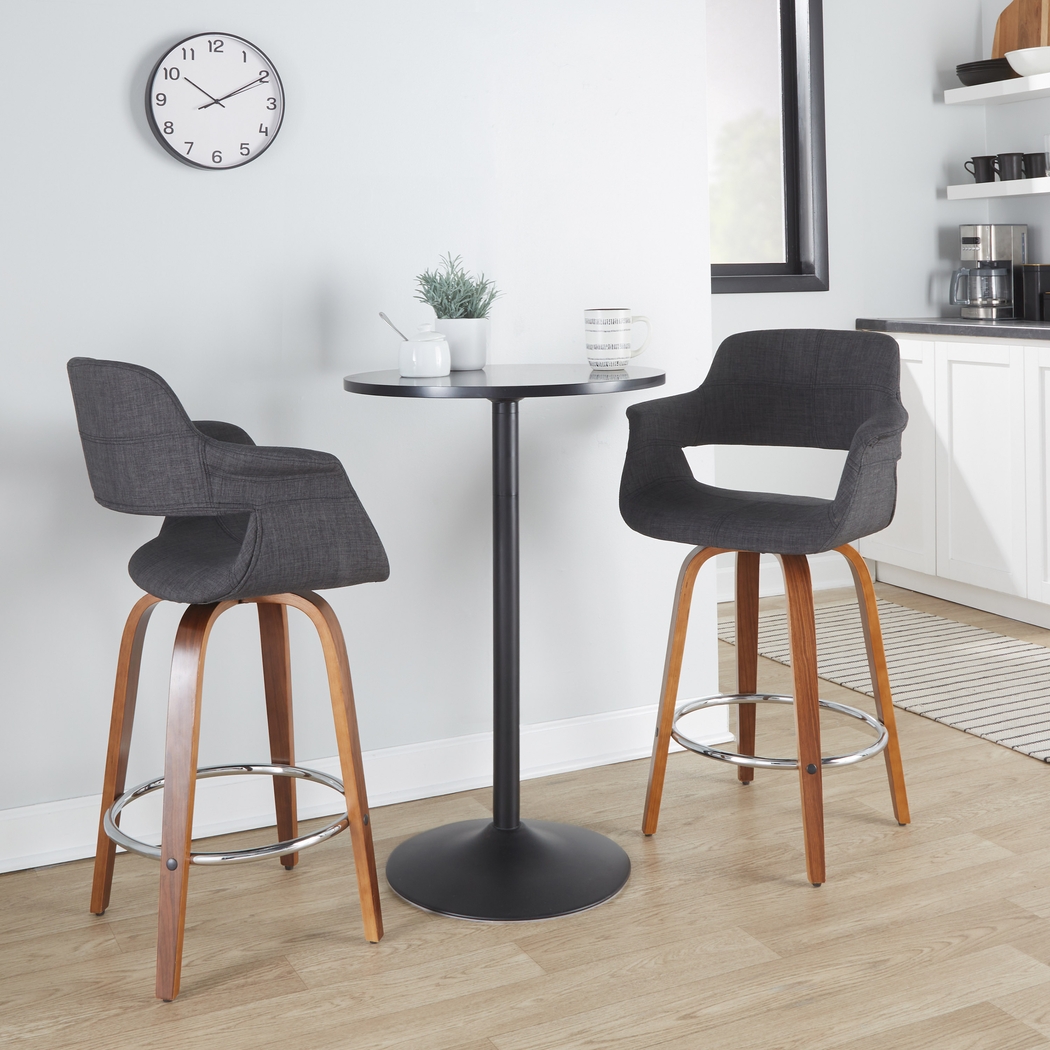 Lafanette V Charcoal Swivel Counter Height Stool, Set of 2 - Thumbnail - Image 2