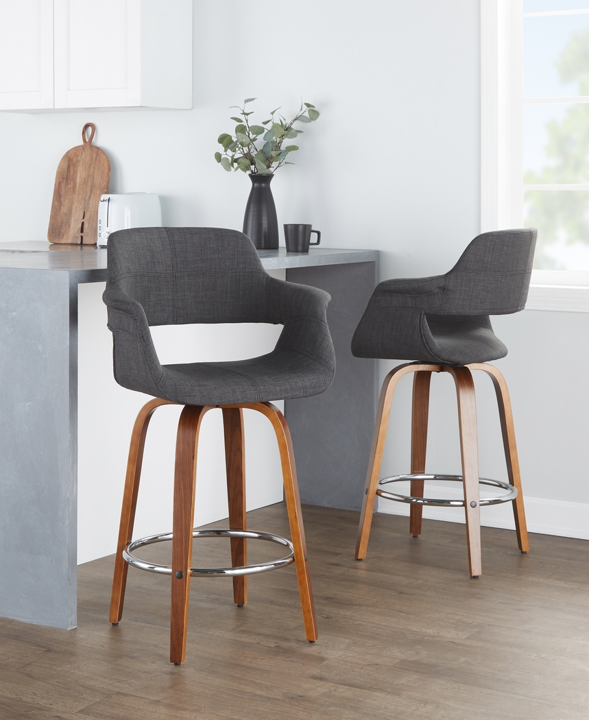 Lafanette V Charcoal Swivel Counter Height Stool, Set of 2 - Thumbnail - Image 3