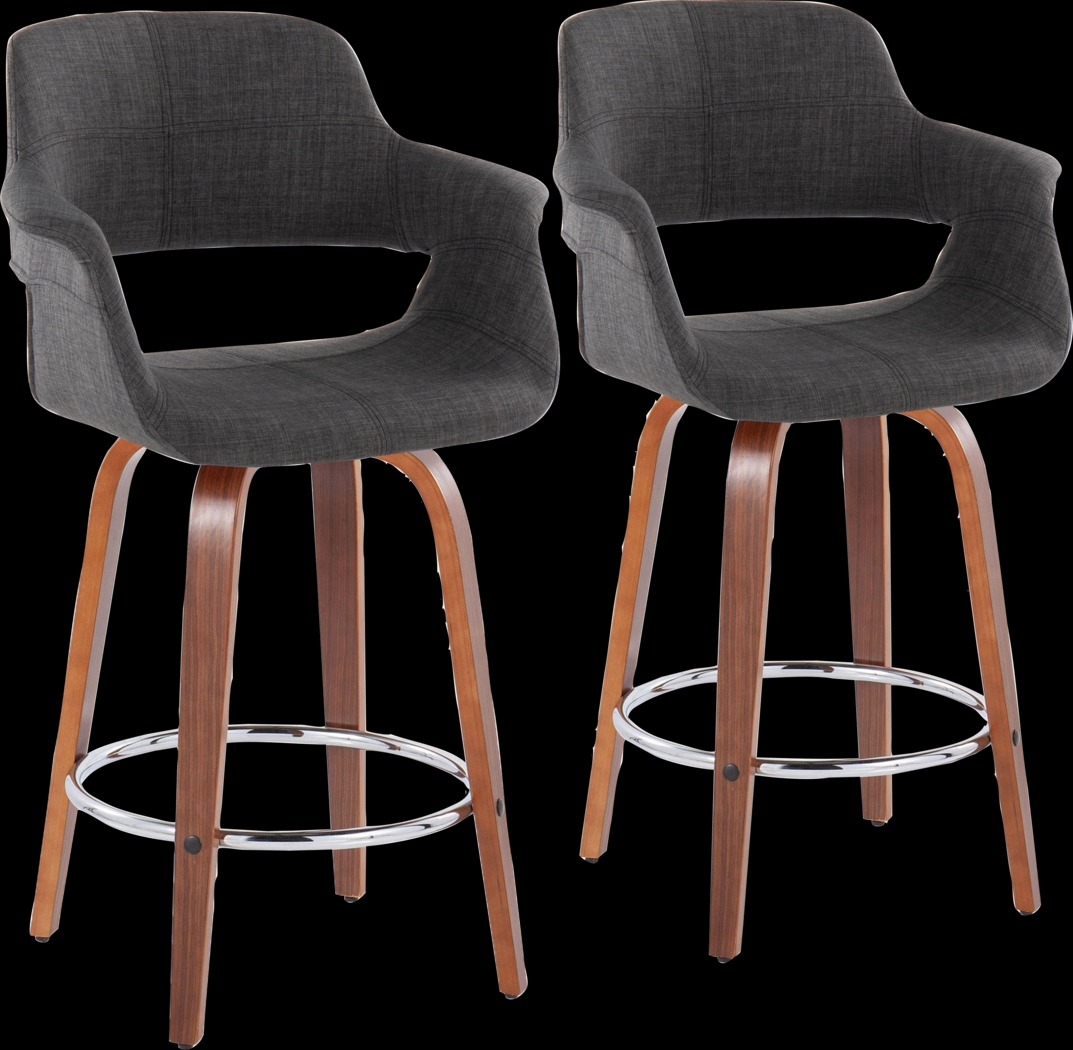 Lafanette V Charcoal Swivel Counter Height Stool, Set of 2 - Thumbnail - Image 1