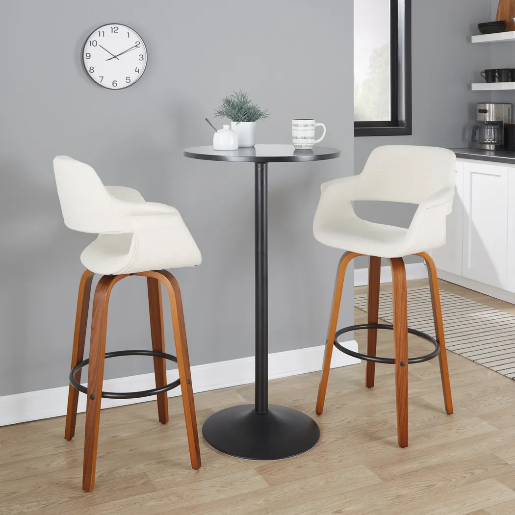 Lafanette V Cream Swivel Barstool, Set of 2 - Thumbnail - Image 2