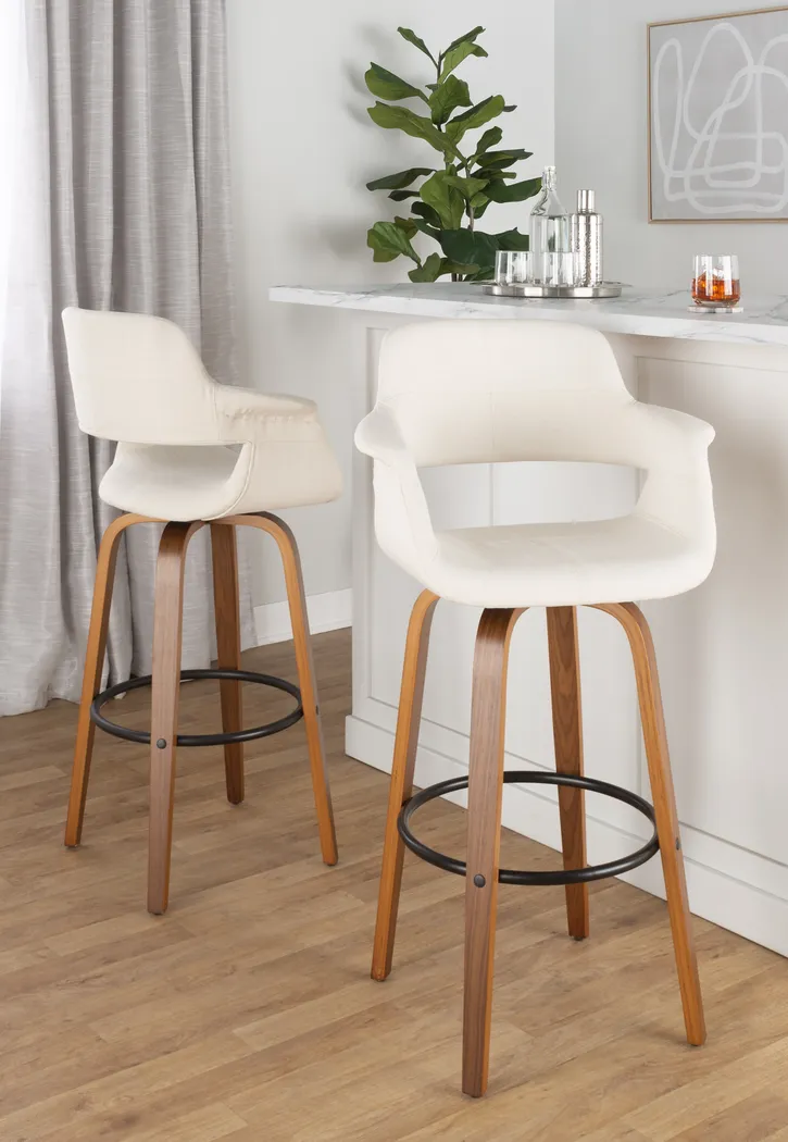 Lafanette V Cream Swivel Barstool, Set of 2 - Thumbnail - Image 8