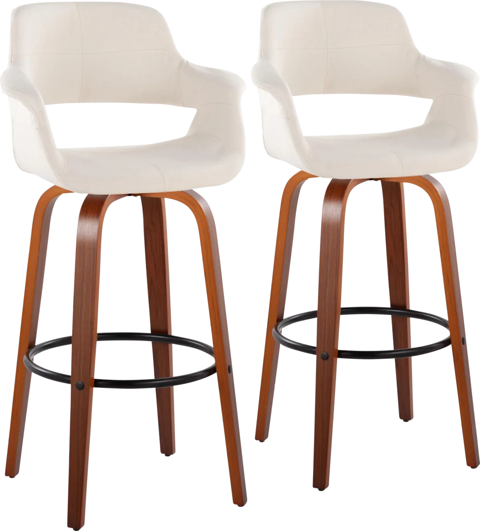Lafanette V Cream Swivel Barstool, Set of 2 - Thumbnail - Image 1