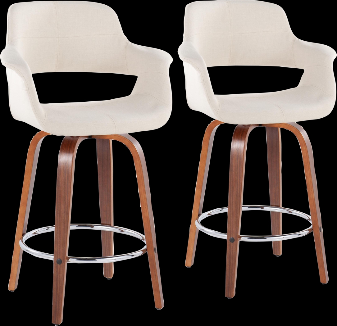 Lafanette V Cream Swivel Counter Height Stool, Set of 2 - Thumbnail - Image 1