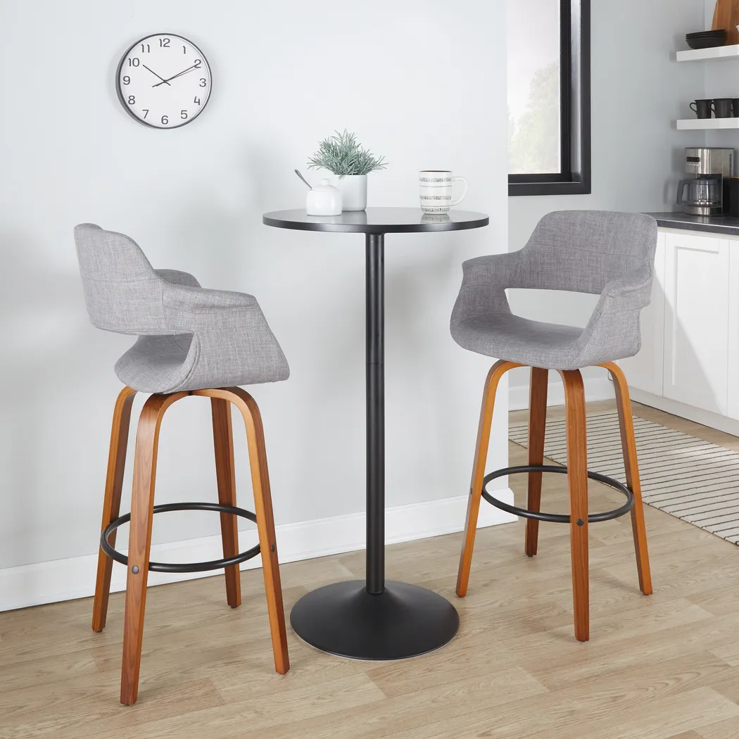 Lafanette V Gray Swivel Barstool, Set of 2 - Thumbnail - Image 2