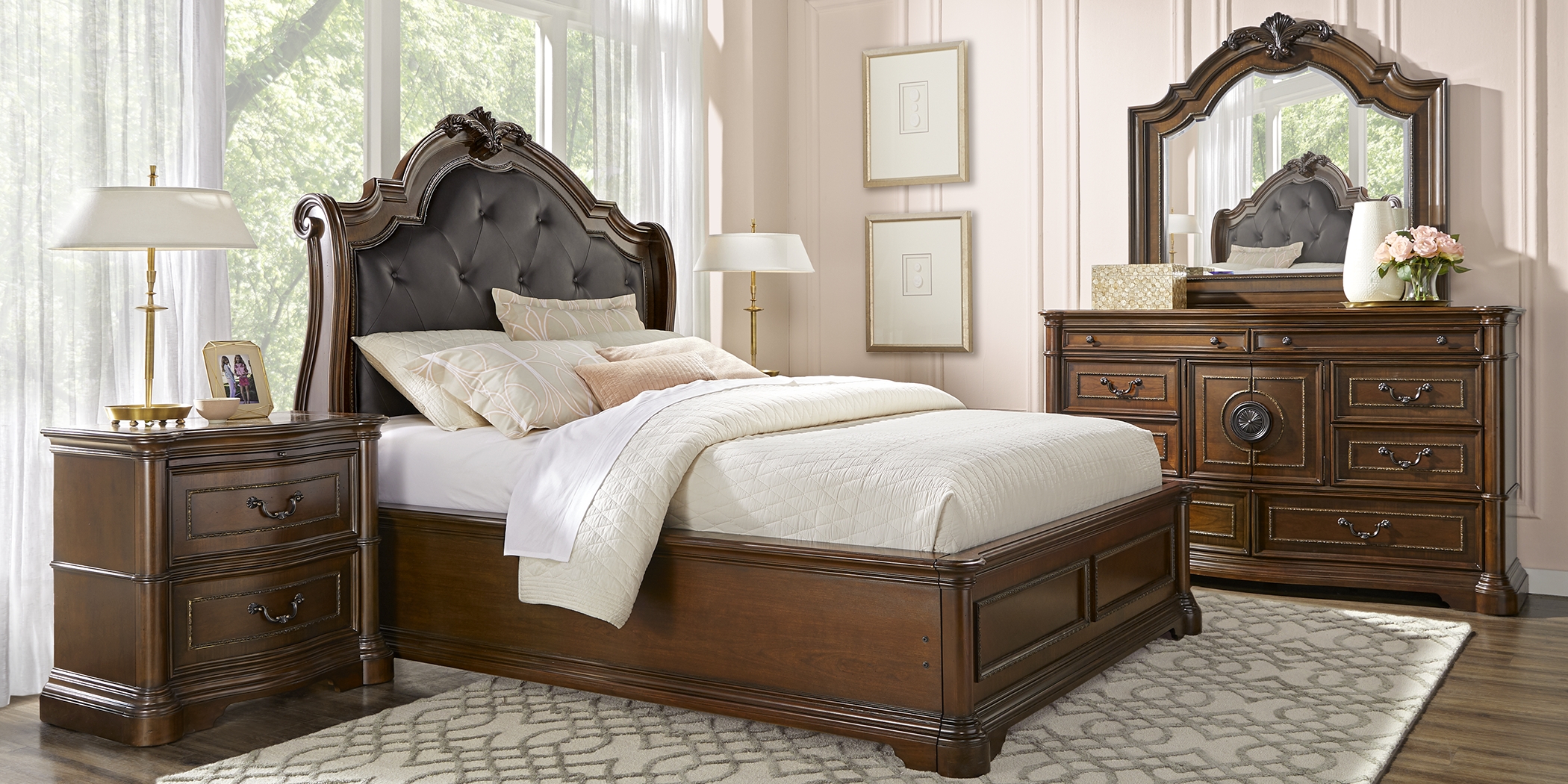 Lafayette Place Brown 7 Pc King Upholstered Sleigh Bedroom - Thumbnail - Image 1